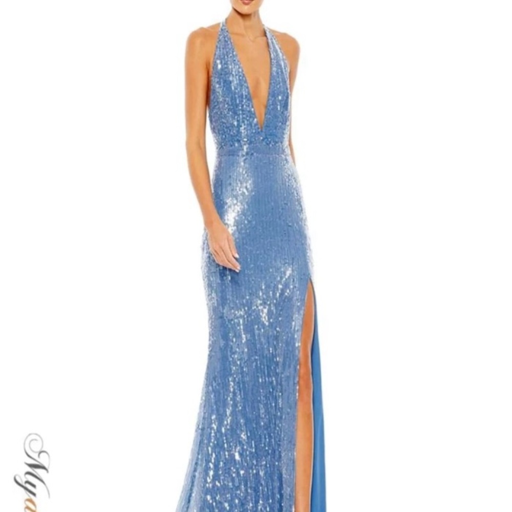 Mac Duggal Blue Sequin Dress